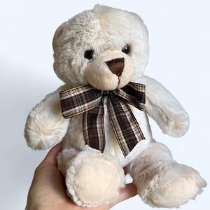 Creature Comforts Cream Brown Bow Teddy Bear Stuffed Animal